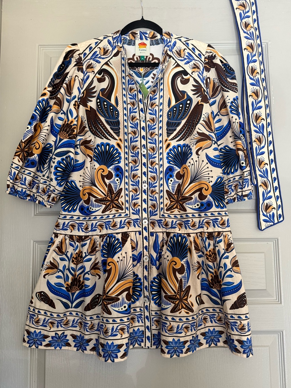 Farm Rio NWT Sand Nature Land Organic Cotton Mini Dress medium - Picture 10 of 15